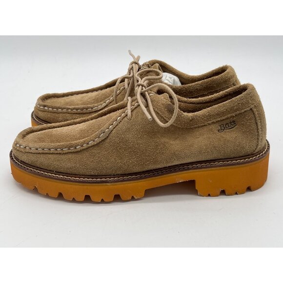 G.H. Bass Womens Size 6M Hairy Suede Lug Sole Moc Toe Shoes In Tan - Picture 3 of 12